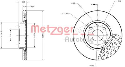 6110091 METZGER Тормозной диск