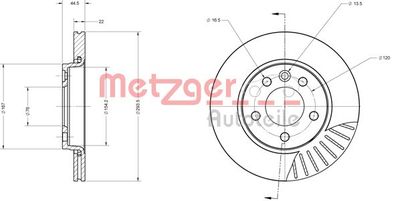 6110096 METZGER Тормозной диск