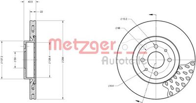 6110098 METZGER Тормозной диск