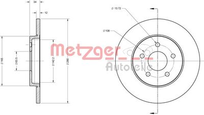 6110101 METZGER Тормозной диск