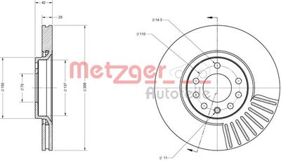 6110103 METZGER Тормозной диск