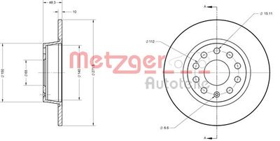 6110108 METZGER Тормозной диск