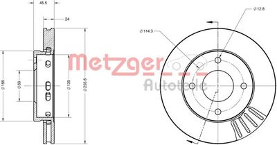 6110111 METZGER Тормозной диск