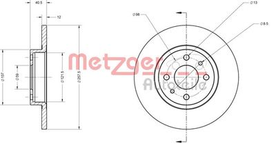 6110124 METZGER Тормозной диск