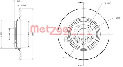 6110125 METZGER Тормозной диск