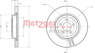 6110127 METZGER Тормозной диск