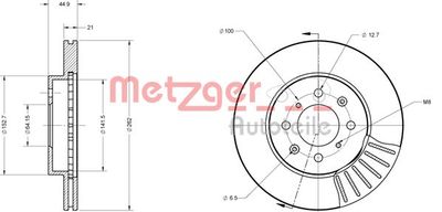 6110128 METZGER Тормозной диск