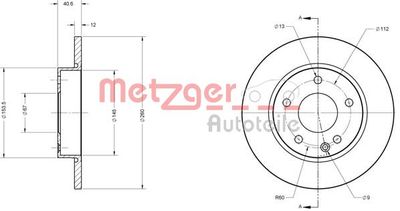 6110129 METZGER Тормозной диск