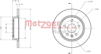 6110130 METZGER Тормозной диск