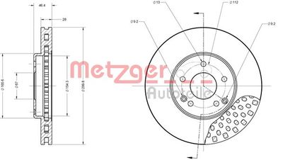 6110140 METZGER Тормозной диск