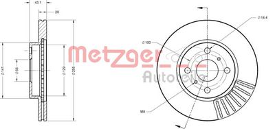 6110154 METZGER Тормозной диск