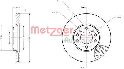 6110156 METZGER Тормозной диск