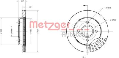 6110157 METZGER Тормозной диск