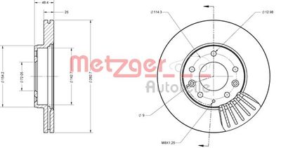 6110159 METZGER Тормозной диск