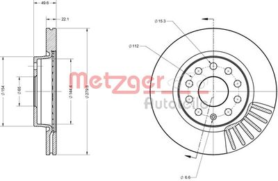 6110161 METZGER Тормозной диск