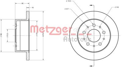 6110163 METZGER Тормозной диск