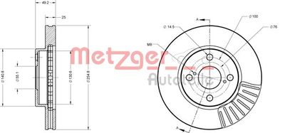 6110167 METZGER Тормозной диск