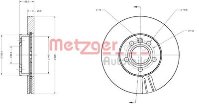 6110178 METZGER Тормозной диск