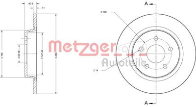 6110180 METZGER Тормозной диск