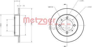 6110186 METZGER Тормозной диск