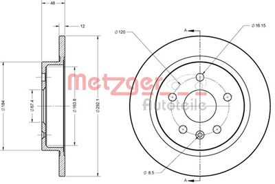 6110188 METZGER Тормозной диск