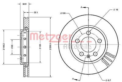 6110190 METZGER Тормозной диск