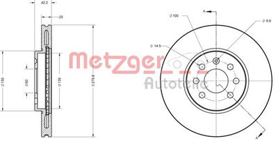 6110193 METZGER Тормозной диск