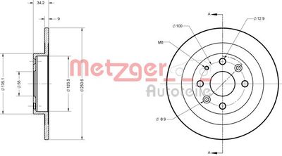 6110211 METZGER Тормозной диск