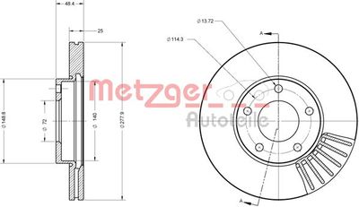 6110213 METZGER Тормозной диск