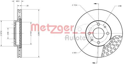 6110216 METZGER Тормозной диск