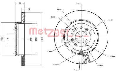 6110228 METZGER Тормозной диск