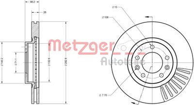 6110230 METZGER Тормозной диск