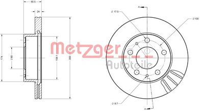 6110252 METZGER Тормозной диск