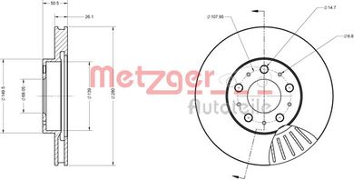 6110253 METZGER Тормозной диск