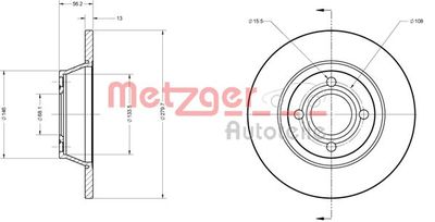 6110262 METZGER Тормозной диск