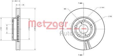 6110280 METZGER Тормозной диск