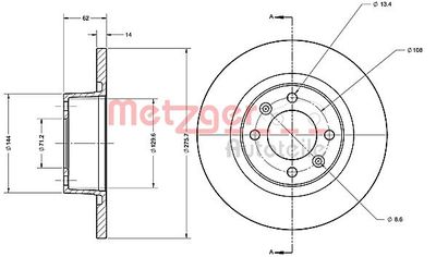 6110281 METZGER Тормозной диск