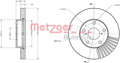 6110282 METZGER Тормозной диск