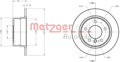 6110288 METZGER Тормозной диск