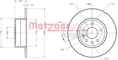 6110289 METZGER Тормозной диск