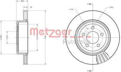 6110345 METZGER Тормозной диск