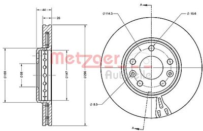 6110356 METZGER Тормозной диск