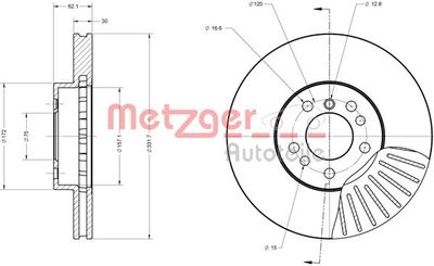 6110380 METZGER Тормозной диск