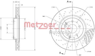 6110393 METZGER Тормозной диск