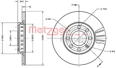 6110399 METZGER Тормозной диск