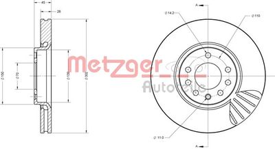 6110404 METZGER Тормозной диск