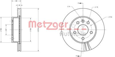 6110407 METZGER Тормозной диск