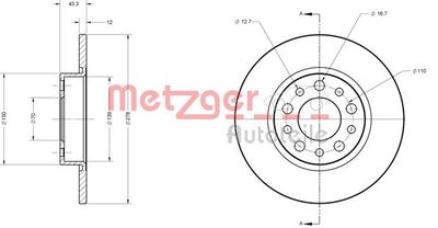 6110413 METZGER Тормозной диск