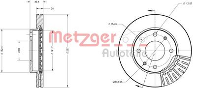 6110433 METZGER Тормозной диск