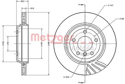 6110435 METZGER Тормозной диск